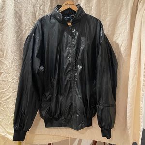 Shiny Black Vintage Windbreaker